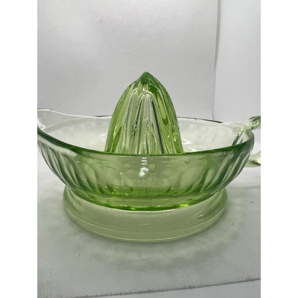 Vintage Green Depression Glass Juicer Reamer 6.5